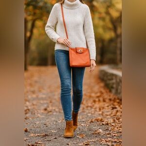 Fossil Marlow Crossbody Messenger Bag Bright Orange‎ Snake Embossed Leather